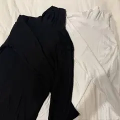 GU ストレッチリブタートルネックT ブラック ホワイト2枚セット　Lサイズ