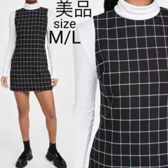 新品 alice+olivia ウィンドペンチェック柄 ワンピースドレスブラック