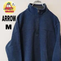 USA古着 ARROW ハーフジップスウェット　M ネイビーのサムネイル
