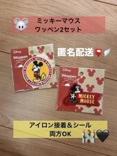 ディズニー　ミッキーマウス　ワッペン2種セット アイロンOK シール可
