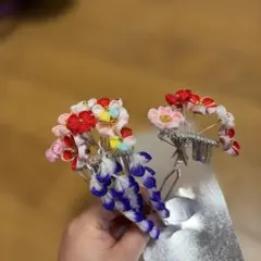 和装髪飾りセット 花モチーフ 鈴付き