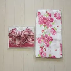 ピンク花柄浴衣・帯セット