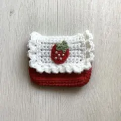ハンドメイド 編み物 いちご 小物入れ ポーチ ビーズ ㊺