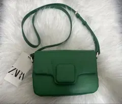 ZARA 緑色 ショルダーバッグ