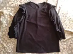ZARA TRF ブラック フリル付き カットソー 七分袖 S