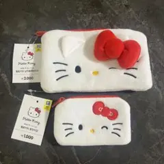 ハローキティ 韓国限定　ポーチ レッド 2個セット 韓国ダイソー 新品未使用