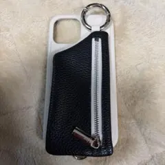 レザー iPhone14プロマックスケース ジッパーポケット付き