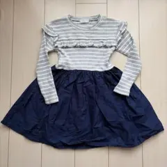 状態良好 女の子 ワンピース 120 オシャレ着 ボーダー