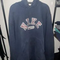 USA製 古着 00s Nike ネイビー フード付きパーカー