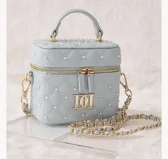 Darich キルティングパールスクエアミニバッグ サックス ブルー ゴールド