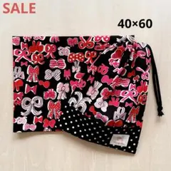 給食セット 巾着&ランチョンマット リボンがいっぱい＊ブラック＊片紐6