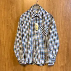 【タグ付き未使用品】長袖シャツ　チェックシャツ　ブルー系　Lサイズ