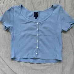【半袖クロップド丈】GAP S ブルー クロップドTシャツ