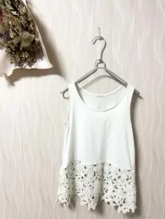 GU レディース ノースリーブ トップス レース ホワイト