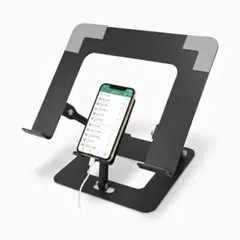 ノートパソコンスタンド スマホスタンド付 折りたたみ 放熱