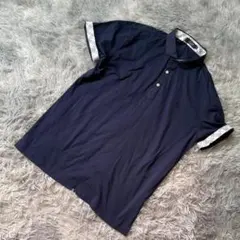 バーバリー ブラックレーベル 鹿の子 半袖ポロシャツ ロゴ刺繍 ネイビー 3