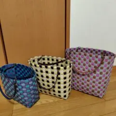 PPバンドカゴバッグ3個セット②　プラカゴ　ハンドメイド