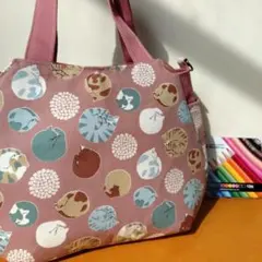 チューリップ型バッグ 森の動物たち・パープル ハンドメイド - メルカリ