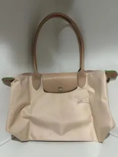 ロンシャン　ピンクベージュ ナイロン トートバッグ