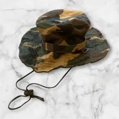 迷彩　サファリハット　カモフラ　あご紐付き