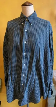 ⭐︎SALE USA製ラルフローレン青緑チェック長袖シャツ