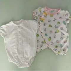 ロンパース 60-70㌢ 2枚セット　女の子 ハート柄　フルーツ柄