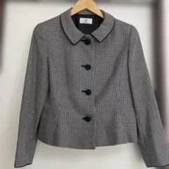 格安　オンワード樫山　美品　白黒チェックジャケット　スカートあり別売