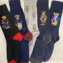 ポロラルフローレンのメンズ用ソックス、5足セット サイズ25〜27cm、新品