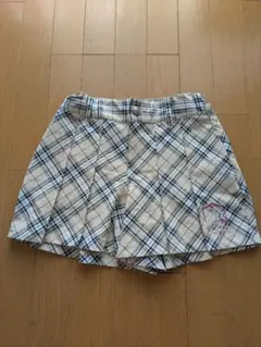 ベージュ チェック柄 プリーツキュロットスカート 150cm