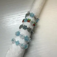 ハンドメイド ビーズリング 5点セット
