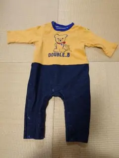 DOUBLE.B クマロンパース イエロー・ネイビー 中古品 80cmサイズ