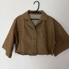 EMODA ショート丈 デニムシャツ　ブラウン　シワあり！のサムネイル