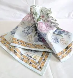 新品タグ付 BURBERRY バーバリー ハンカチ ノバチェック チューリップ柄