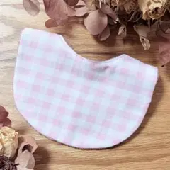 【11】 ハンドメイドスタイ たまご型スタイ ガーゼスタイ チェック柄