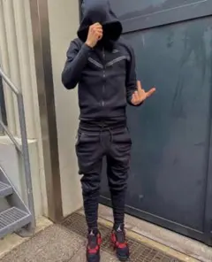 NIKE テックフリース セットアップ ブラック 赤タグ Mサイズ（上下セット）