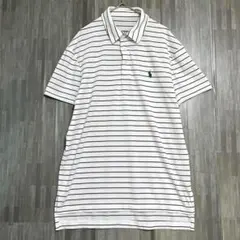 ポロ　ボーダーポロシャツ　白　ネイビー