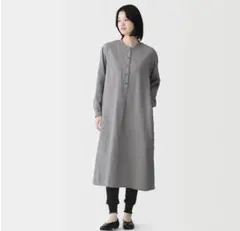 無印良品　ガーゼ編みレギンス　Ｌ　ミディアムグレーand黒