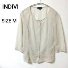 INDIVI カーディガン 透け感 シアー 日本製 普通サイズ ベージュ 上品のサムネイル