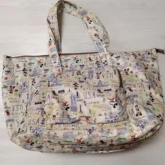 ディズニー　ミッキー＆ミニー 折り畳みトートバッグ。