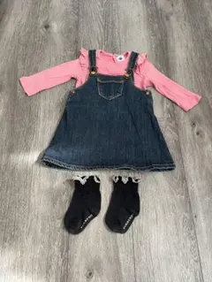 プチバトー　ジャンパースカートとトップスのセット