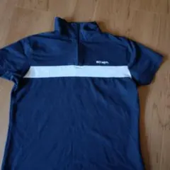 Kappa ネイビー/ホワイト ジップアップポロシャツ M