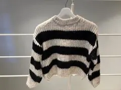ZARA キッズ　ストライプ クロップドニットセーター