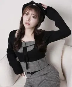 LIP SERVICEコルセットチェックトップス