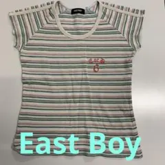 EASTBOY ストライプ 半袖 Tシャツ 6の刺繍