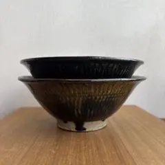 やちむん 沖縄 北窯 宮城正享 陶器 茶 マカイ 丼 椀2枚セット 松田共司