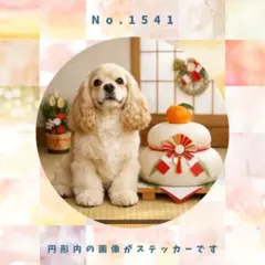 【送料無料】防水ステッカー　アメリカンコッカースパニエル　お正月　No.1541
