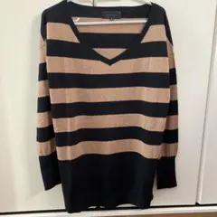 UNTITLED ストライプ Vネック ニット 2