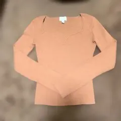 H&M リブ編み長袖Vネックセーター S ピンク