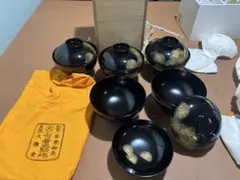 高級伝統工芸】能登輪島塗 大雅堂謹製 布着本堅地 松葉金蒔絵 吸物椀 5