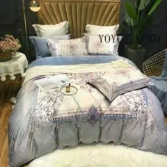 ワイドダブル ベッド用品4点セット ．寝具 枕カバー掛け布団カバー ベッドパ%